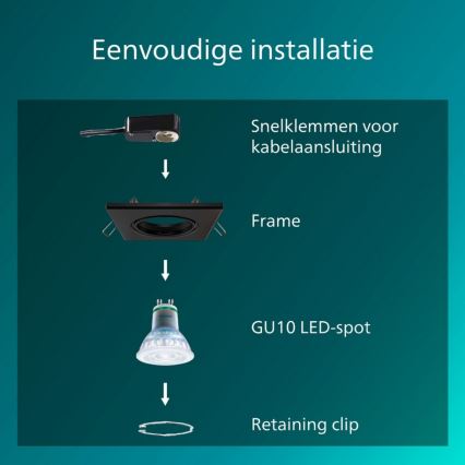 Philips - Süllyeszthető mennyezeti lámpa PERIDOT 1xGU10/7W/230V fekete