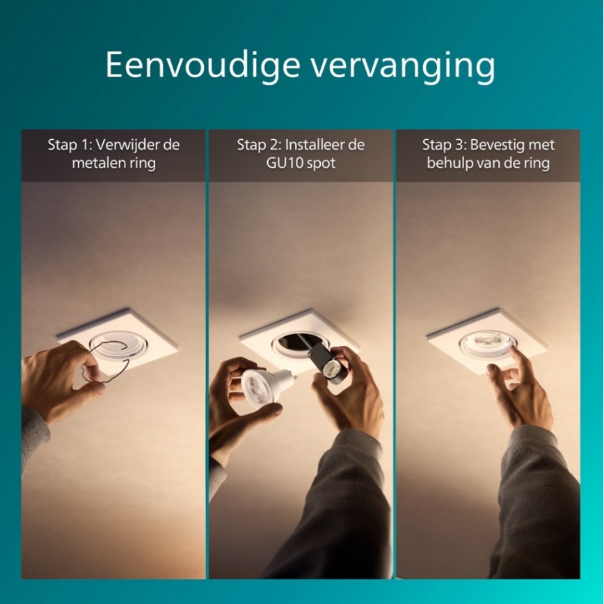 Philips - SZETT 3x beépíthető lámpatest PERIDOT 1xGU10/7W/230V fehér