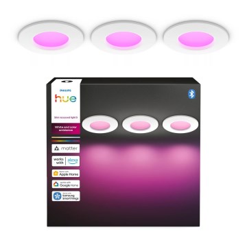 Philips - SZETT 3x LED RGBW Dimmelhető fürdőszobai beépíthető mennyezeti lámpa Hue SLIM LED/8,3W/230V 1000-20000K fehér P44
