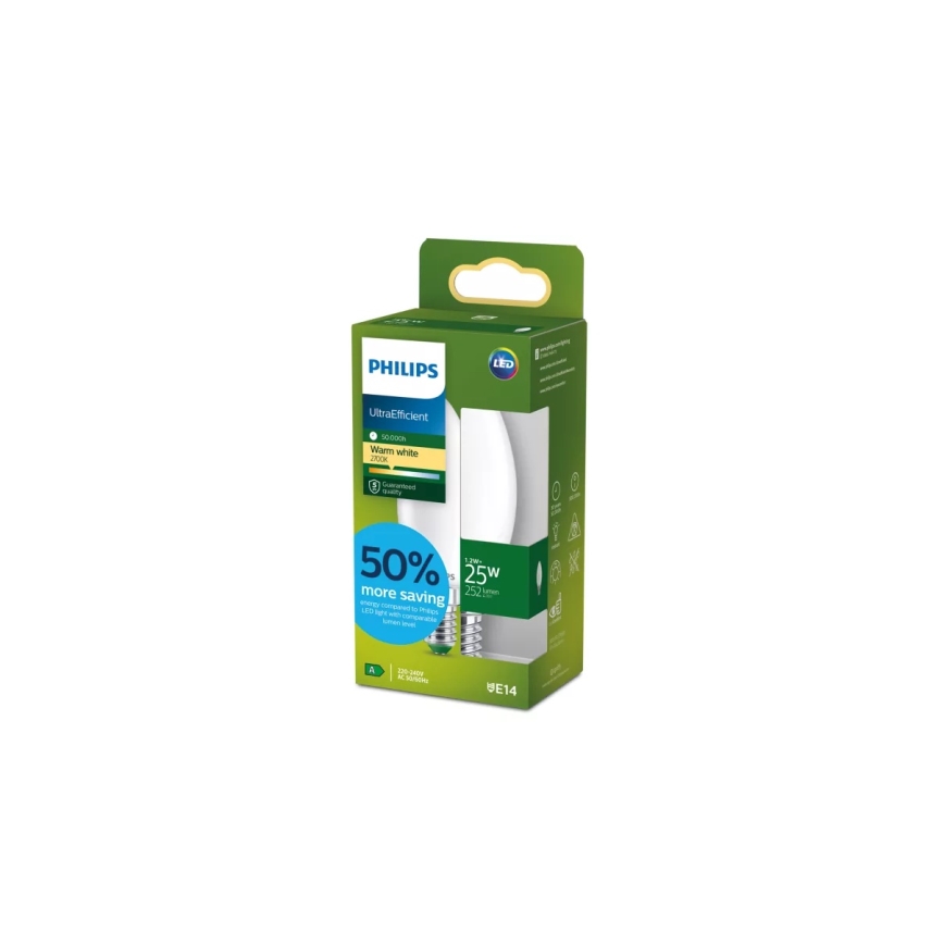 Philips ULTRAEFFICIENT B35 E14 LED-izzó 1,2W/230V 2700K