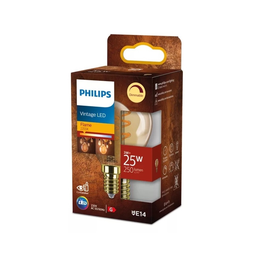 Philips VINTAGE LED dimmelhető izzó P45 E14/3W/230V 2200K