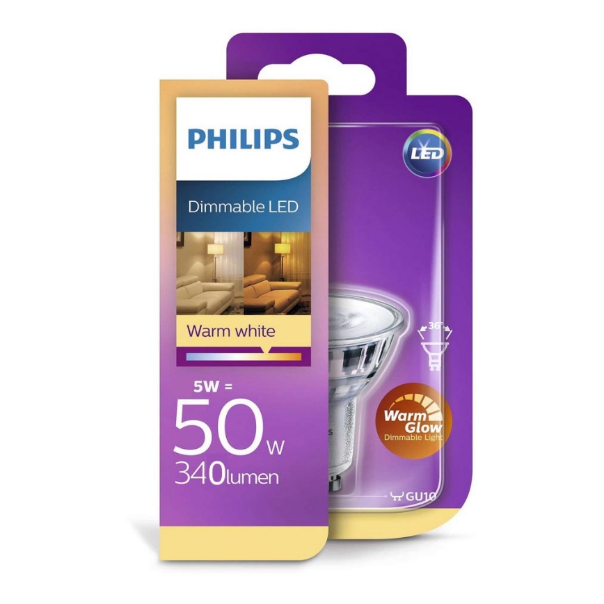 Philips Warm Glow LED dimmelhető izzó GU10/5W/230V 2200K-2700K