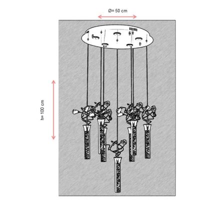 PIGEON LED kábeles csillár 7xLED/6W/230V 6500K fényes króm