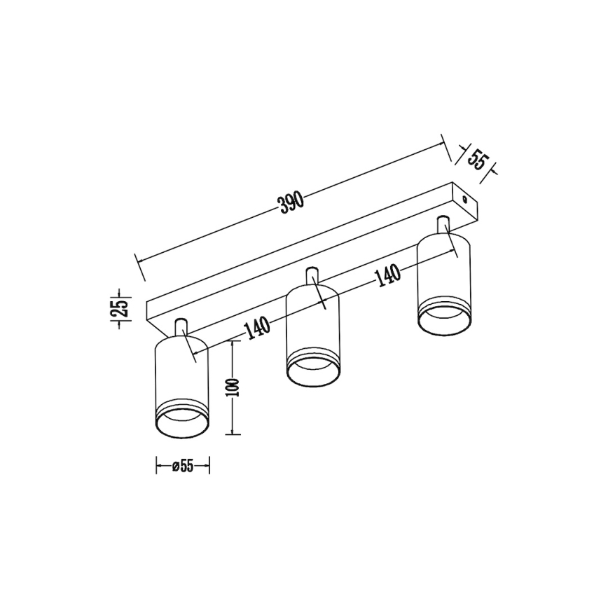 PIPE 3xGU10/10W/230V spotlámpa, fekete