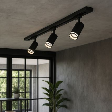 PIPE sínes rendszerbe szerelhető spotlámpa, 3x GU10/10W/230V, fekete