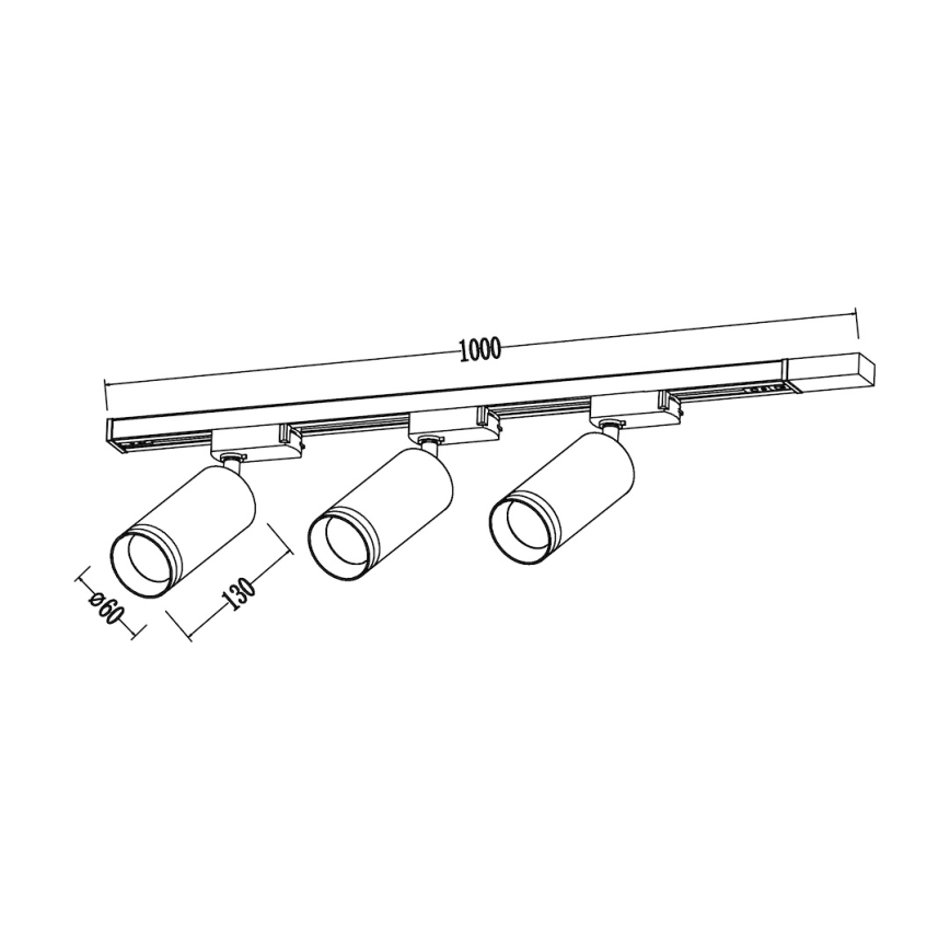 PIPE sínes rendszerbe szerelhető spotlámpa, 3x GU10/10W/230V, fekete