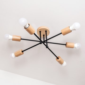 Plafonra szerelhető CAMBRIDGE csillár 6xE27/15W/230V fenyő