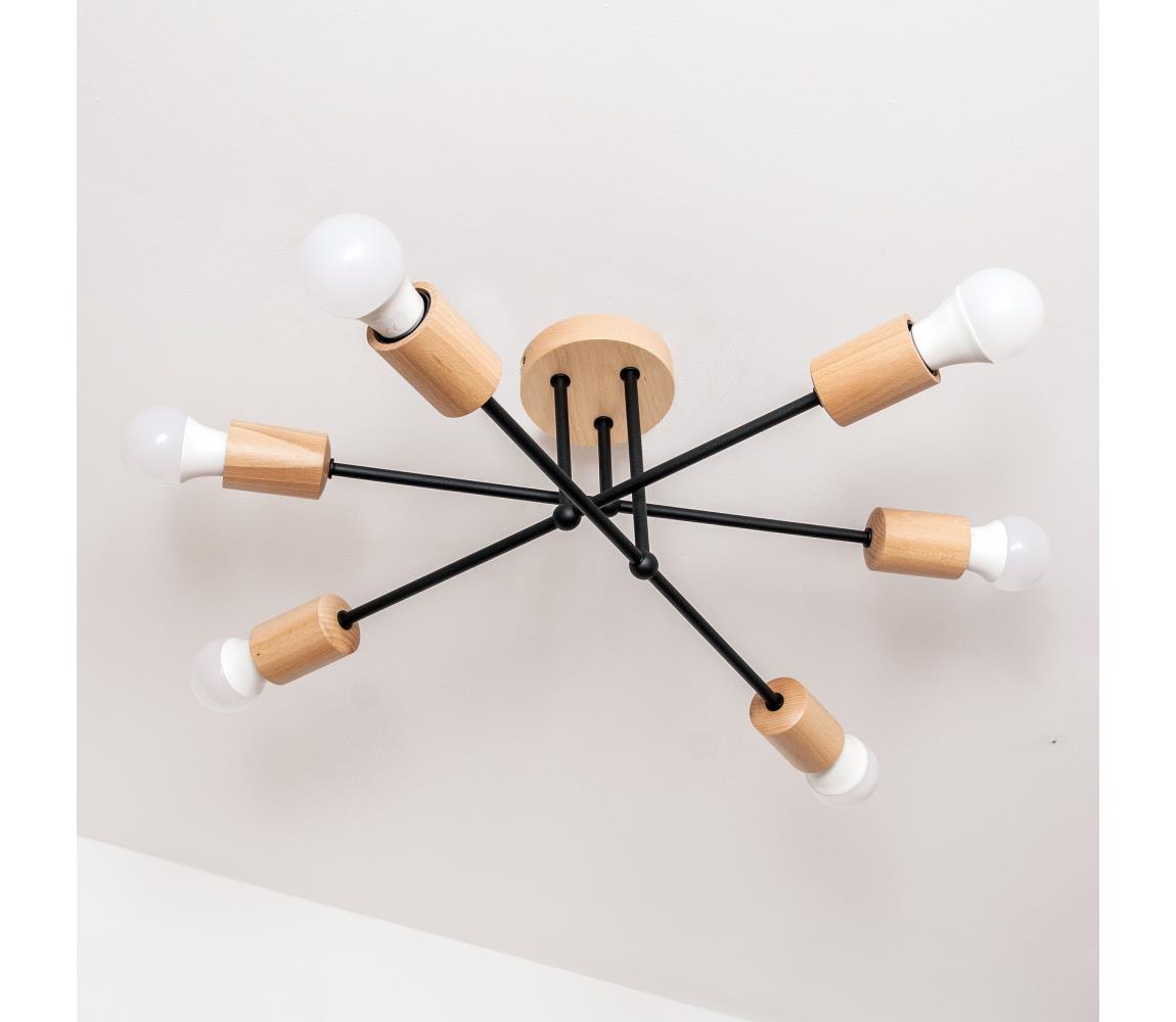 Plafonra szerelhető CAMBRIDGE csillár 6xE27/15W/230V fenyő W