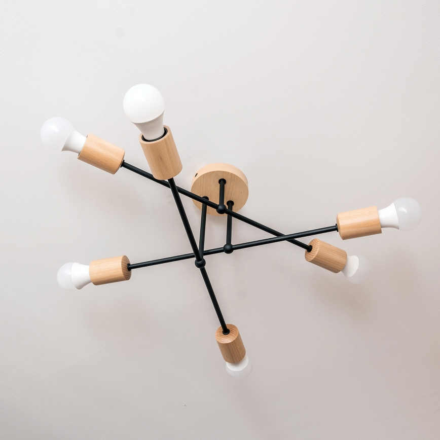 Plafonra szerelhető CAMBRIDGE csillár 6xE27/15W/230V fenyő