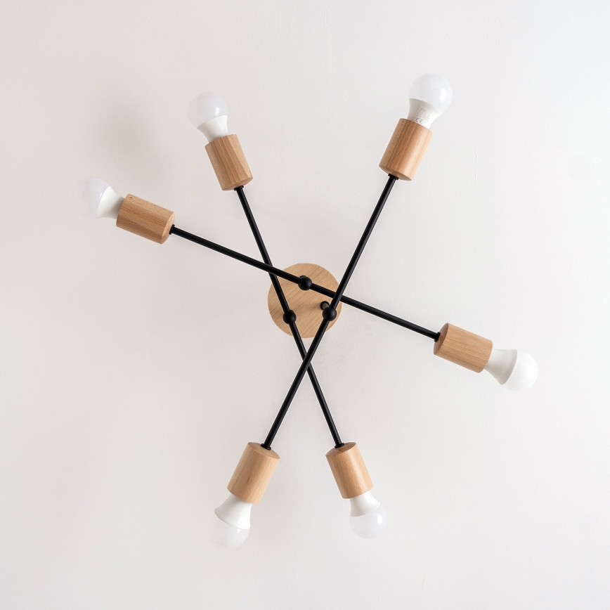 Plafonra szerelhető CAMBRIDGE csillár 6xE27/15W/230V fenyő