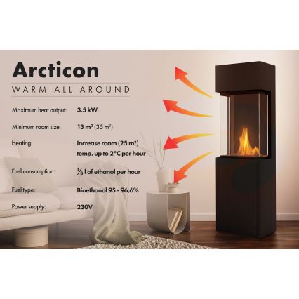 Planika - BIO kandalló távirányítással 126,2x40 cm 3,5kW/230V fekete