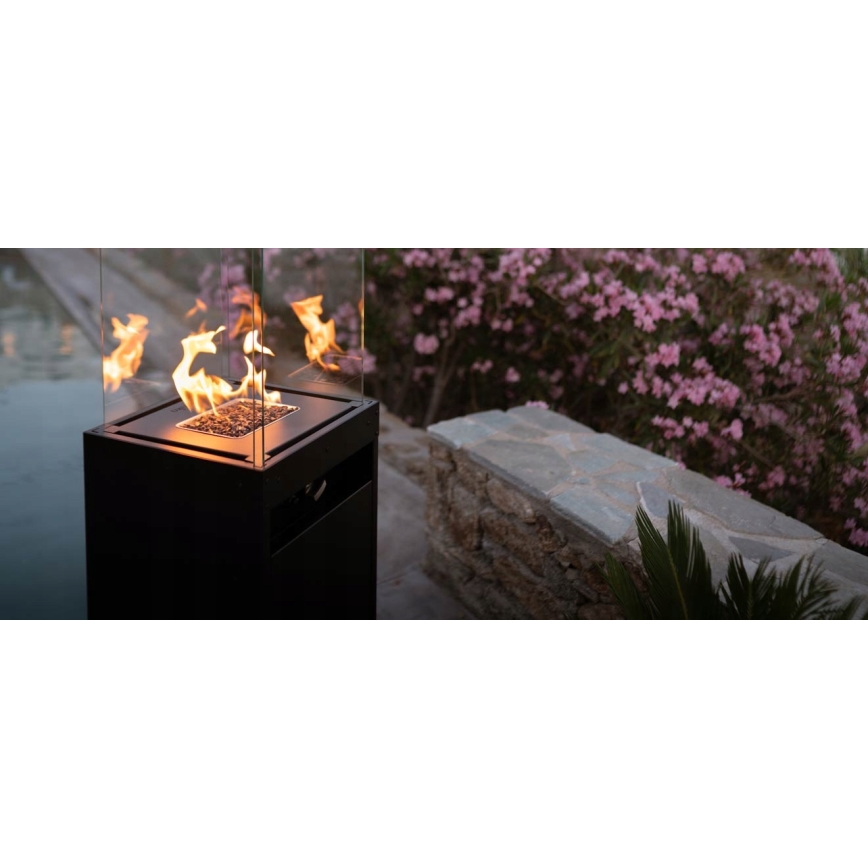 Planika - Kültéri gáz kandalló 142x36 cm 8kW 1xAAA fekete + védőborítás