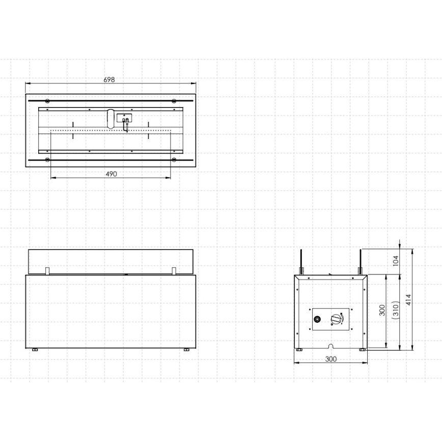 Planika - Kültéri gáz kandalló 41,4x69,8 cm 10kW 1xAAA fekete + védőborítás