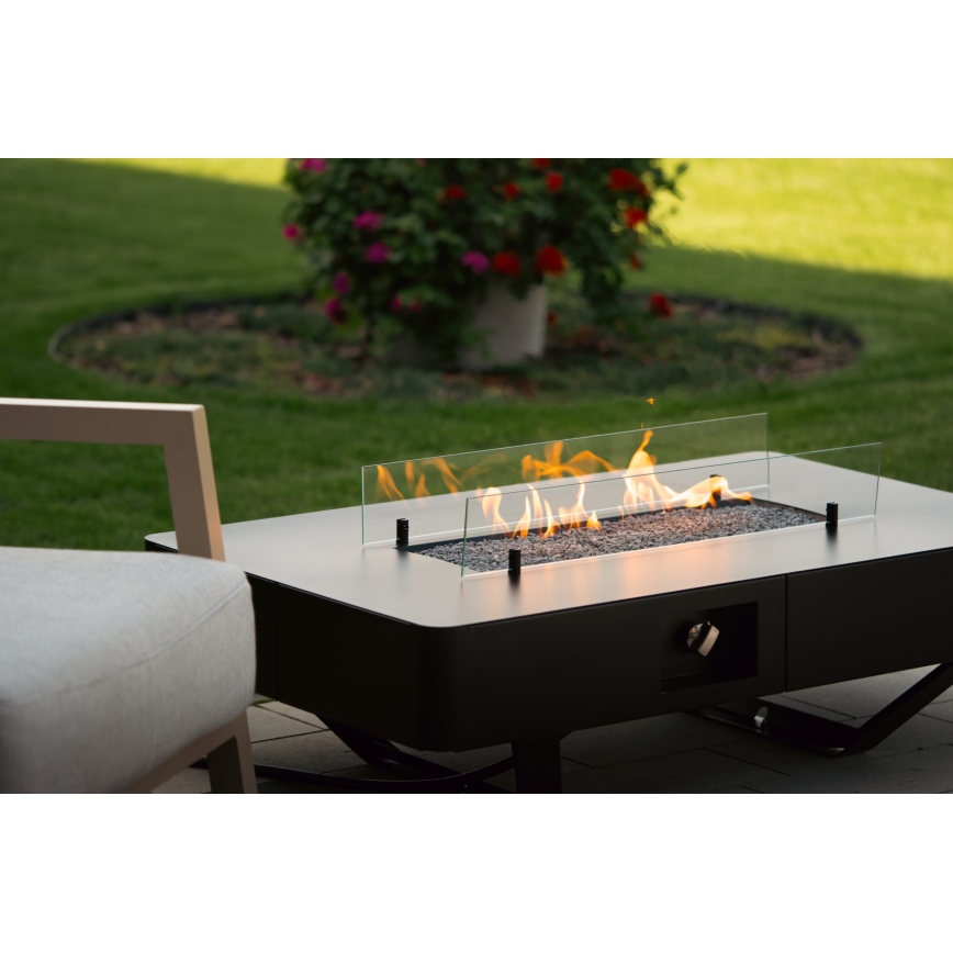 Planika - kültéri gáz kandalló 46x106 cm 10kW fekete + védőborítás