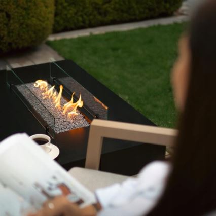 Planika - kültéri gáz kandalló 46x106 cm 10kW fekete + védőborítás