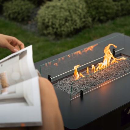 Planika - kültéri gáz kandalló 46x106 cm 10kW fekete + védőborítás