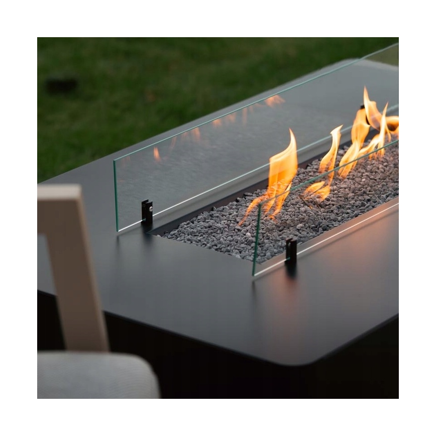 Planika - kültéri gáz kandalló 46x106 cm 10kW fekete + védőborítás