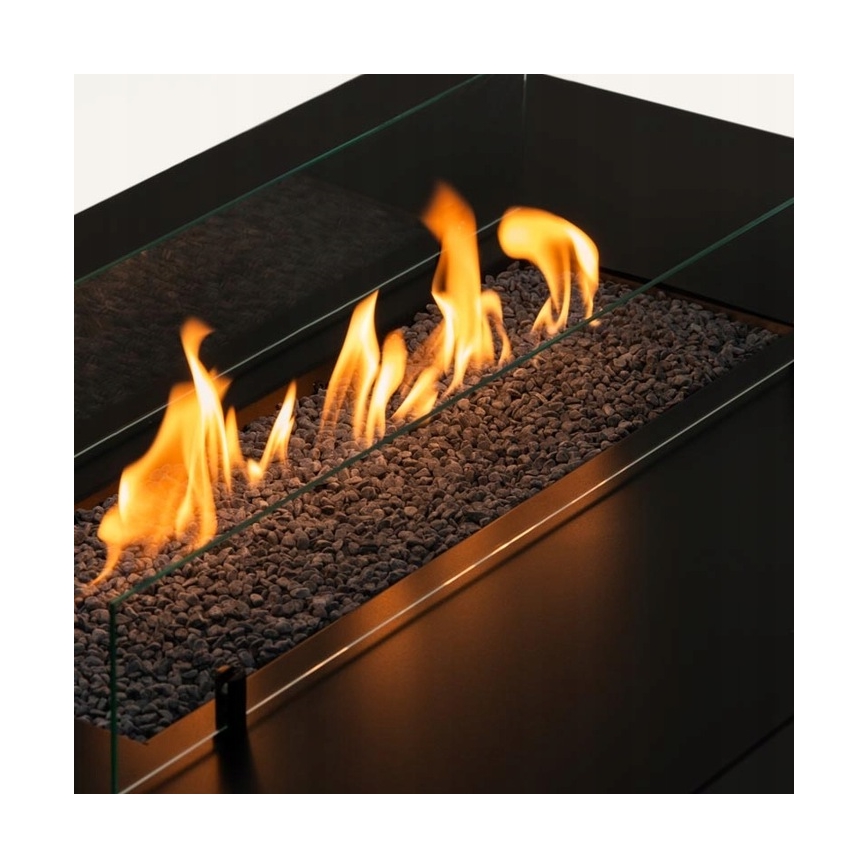 Planika - kültéri gáz kandalló 46x106 cm 10kW fekete + védőborítás