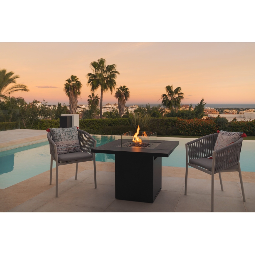 Planika - Kültéri gáz kandalló 79,7x90 cm 10kW 1xAAA fekete + védőborítás