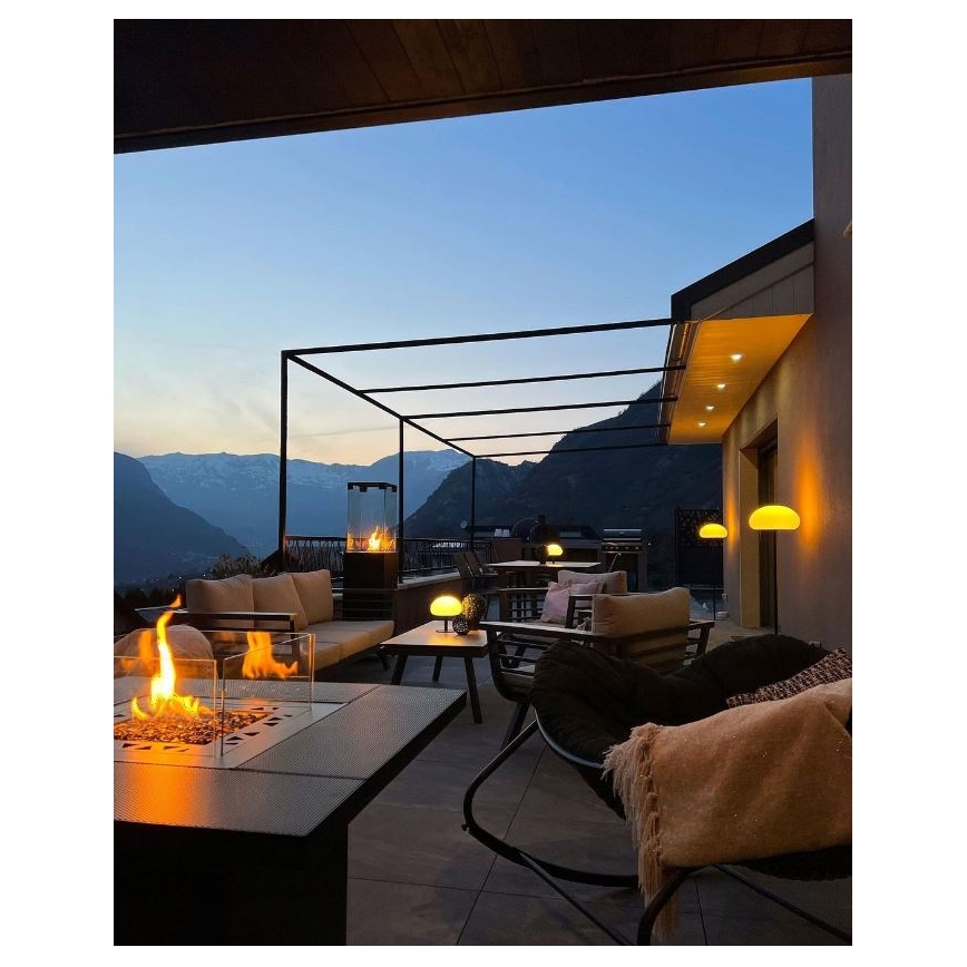 Planika - Kültéri gáz kandalló 79,7x90 cm 10kW 1xAAA fekete + védőborítás