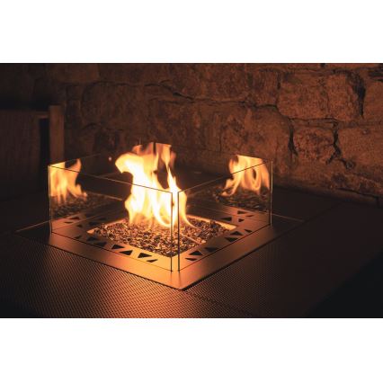 Planika - Kültéri gáz kandalló 79,7x90 cm 10kW 1xAAA fekete + védőborítás