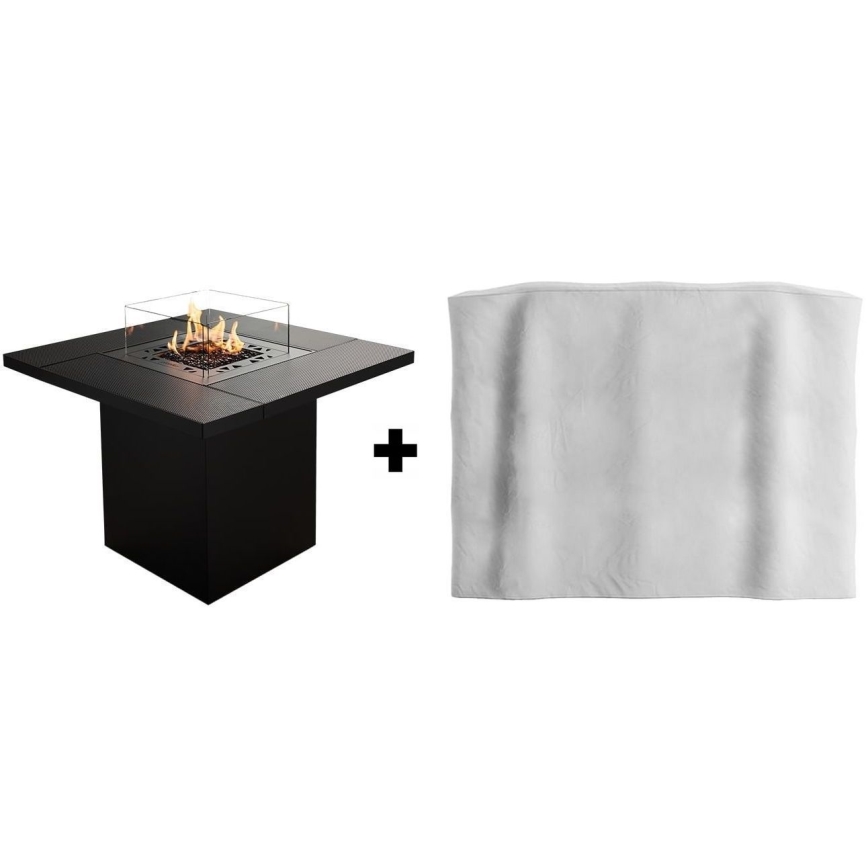 Planika - Kültéri gáz kandalló 79,7x90 cm 10kW 1xAAA fekete + védőborítás