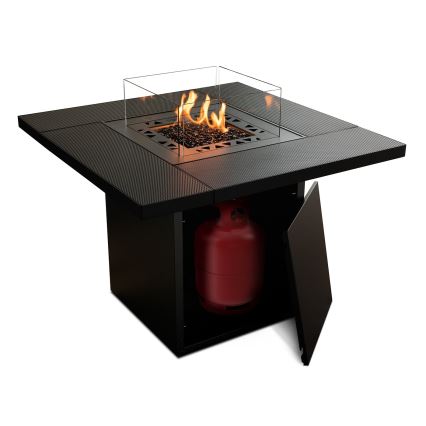 Planika - Kültéri gáz kandalló 79,7x90 cm 10kW 1xAAA fekete + védőborítás