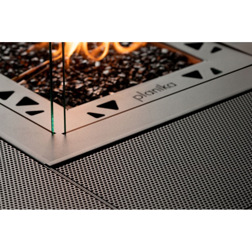 Planika - Kültéri gáz kandalló 79,7x90 cm 10kW 1xAAA fekete + védőborítás