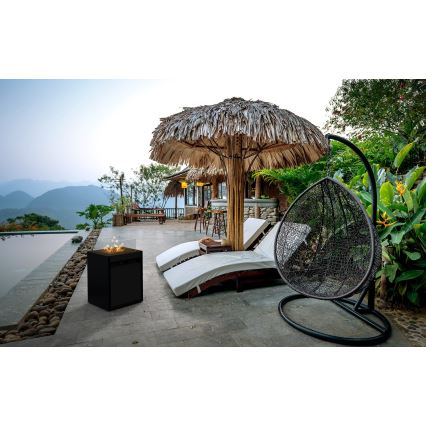 Planika - Kültéri gáz kandalló 79,7x48 cm 10kW 1xAAA fekete + védőborítás