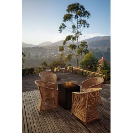 Planika - Kültéri gáz kandalló 79,7x48 cm 10kW 1xAAA fekete + védőborítás