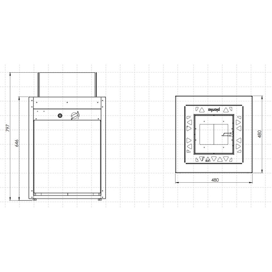 Planika - Kültéri gáz kandalló 79,7x48 cm 10kW 1xAAA fekete + védőborítás