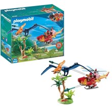 Playmobil - Gyerek építőkészlet Pterodactyl és helikopter 39 db