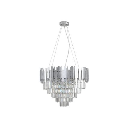 PLAZA kábeles kristálycsillár 9×E14/40W/230V Ø 60 cm ezüstszínű