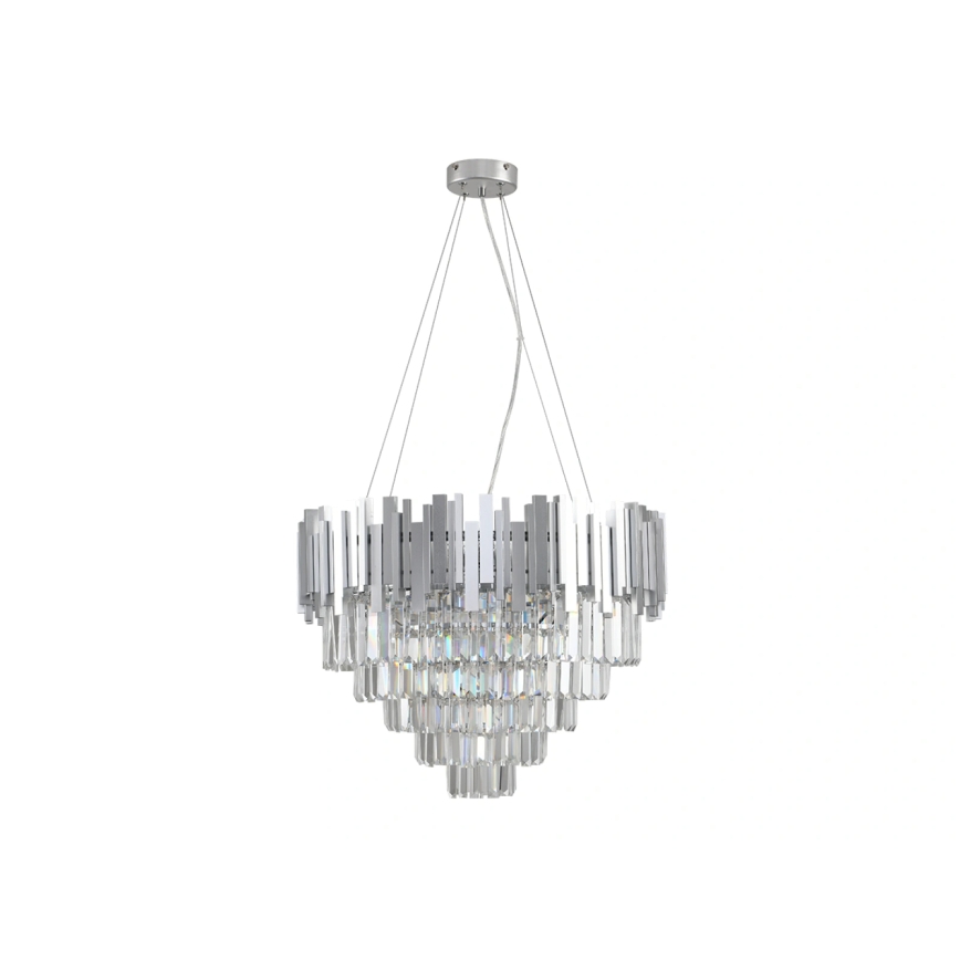 PLAZA kábeles kristálycsillár 9×E14/40W/230V Ø 60 cm ezüstszínű