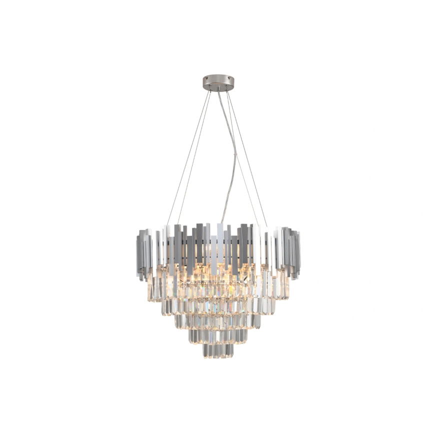PLAZA kábeles kristálycsillár 9×E14/40W/230V Ø 60 cm ezüstszínű