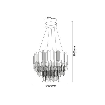 PLAZA kábeles kristálycsillár 9×E14/40W/230V Ø 60 cm ezüstszínű