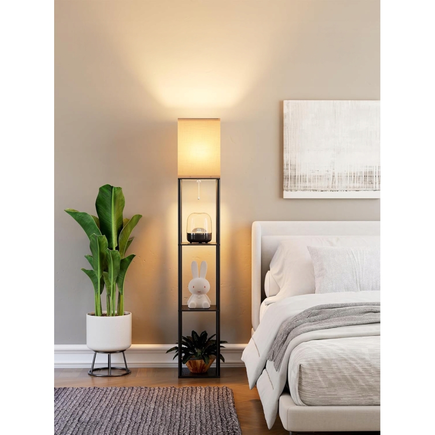 Polcos állólámpa 1xE27/40W/230V 160 cm fekete/fehér