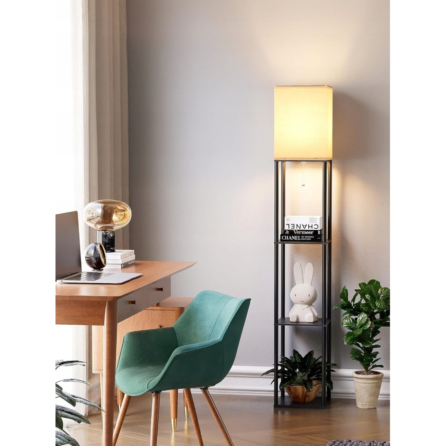 Polcos állólámpa 1xE27/40W/230V 160 cm fekete/fehér