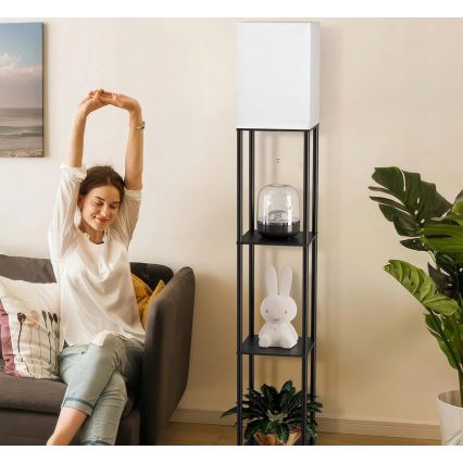 Polcos állólámpa 1xE27/40W/230V 160 cm fekete/fehér