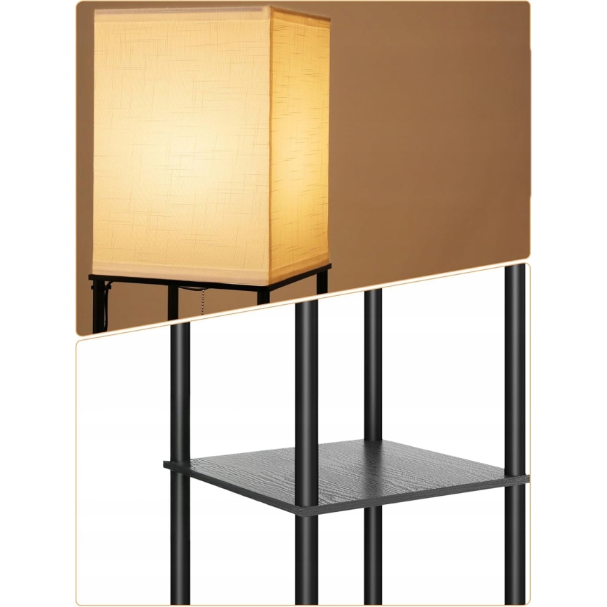 Polcos állólámpa 1xE27/40W/230V 160 cm fekete/fehér