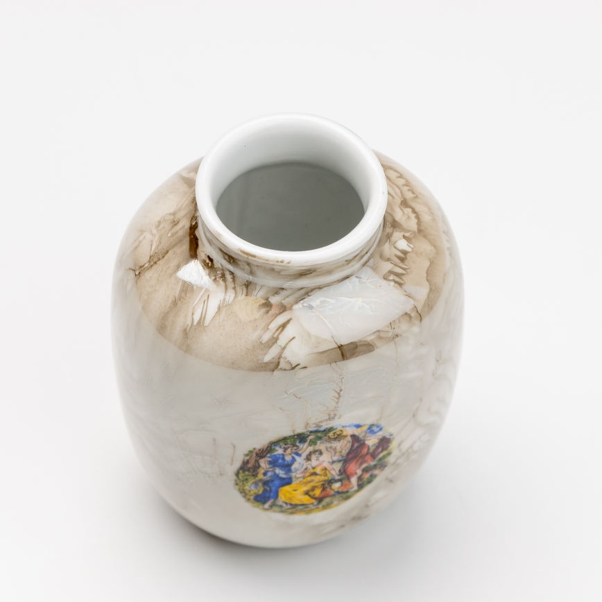 Porcelán váza 12,5x9 cm barna imák