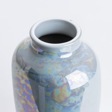 Porcelán váza 12,5x9 cm gyöngyház kék