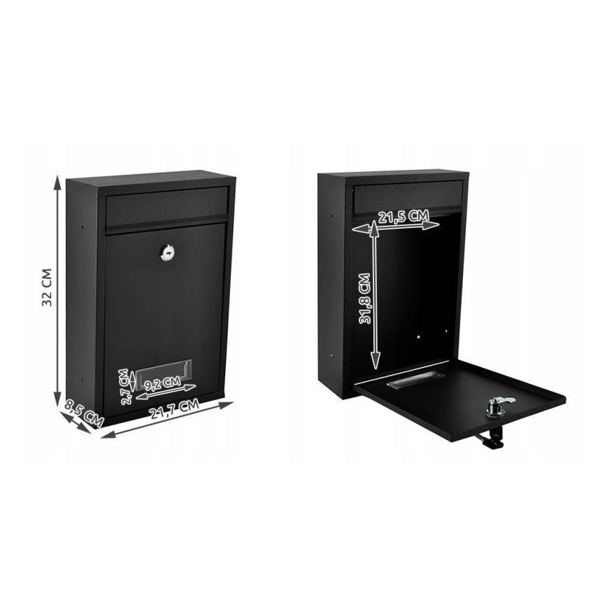 Postaláda 21,7x32 cm fekete