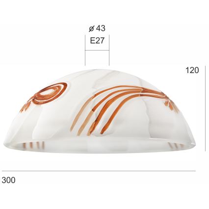 Pótló üveg a SFERA E27 csillárhoz 120x300 mm fehér/narancs