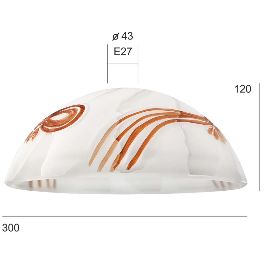 Pótló üveg a SFERA E27 csillárhoz 120x300 mm fehér/narancs