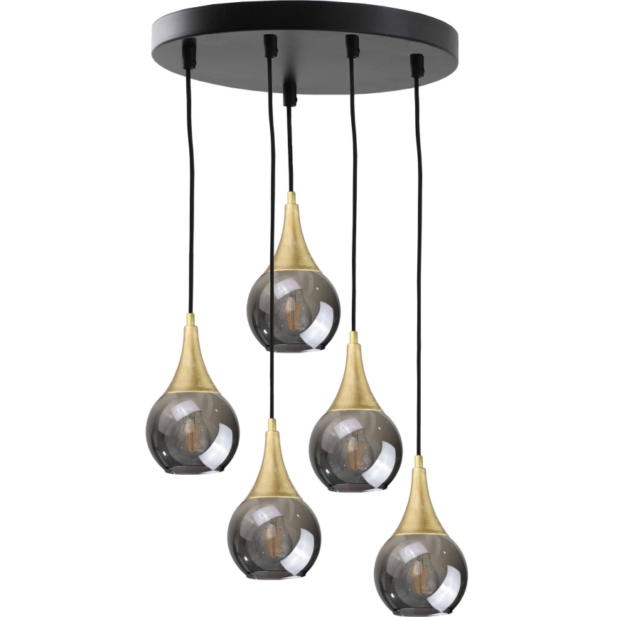 Pótló üveg a LACRIMA SMOKY E27 csillárhoz, 15 cm átmérőjű, fekete füstszínű