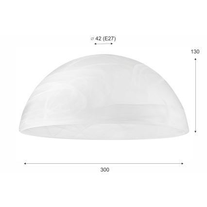 Pótló üveg E27-es csillárhoz 130x300 mm fehér