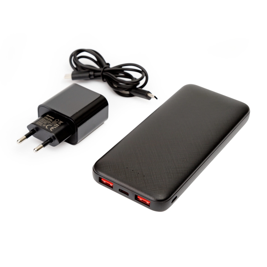 Power Bank 10000 mAh + adapter 20W Power Delivery + USB-C/USB-C vezeték 1m fekete
