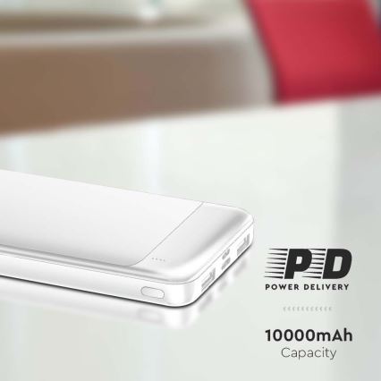 Power Bank Power Delivery 10000mAh/22,5W/5V fehér