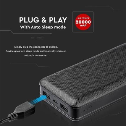 Power bank 20000mAh/5V fekete
